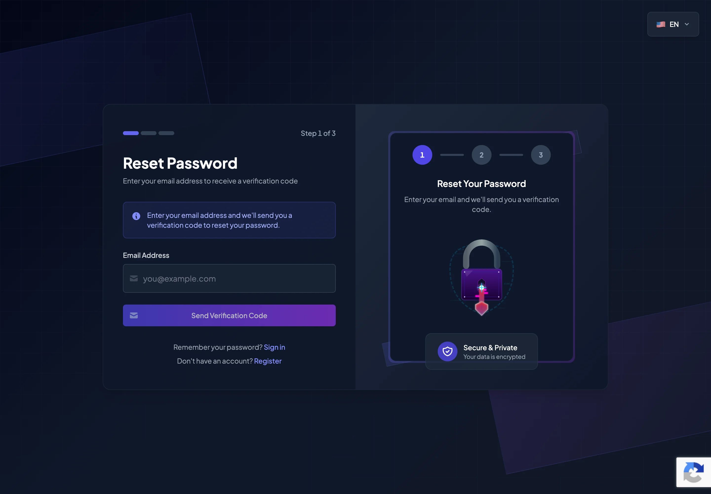 BrokerIG Reset Password screen