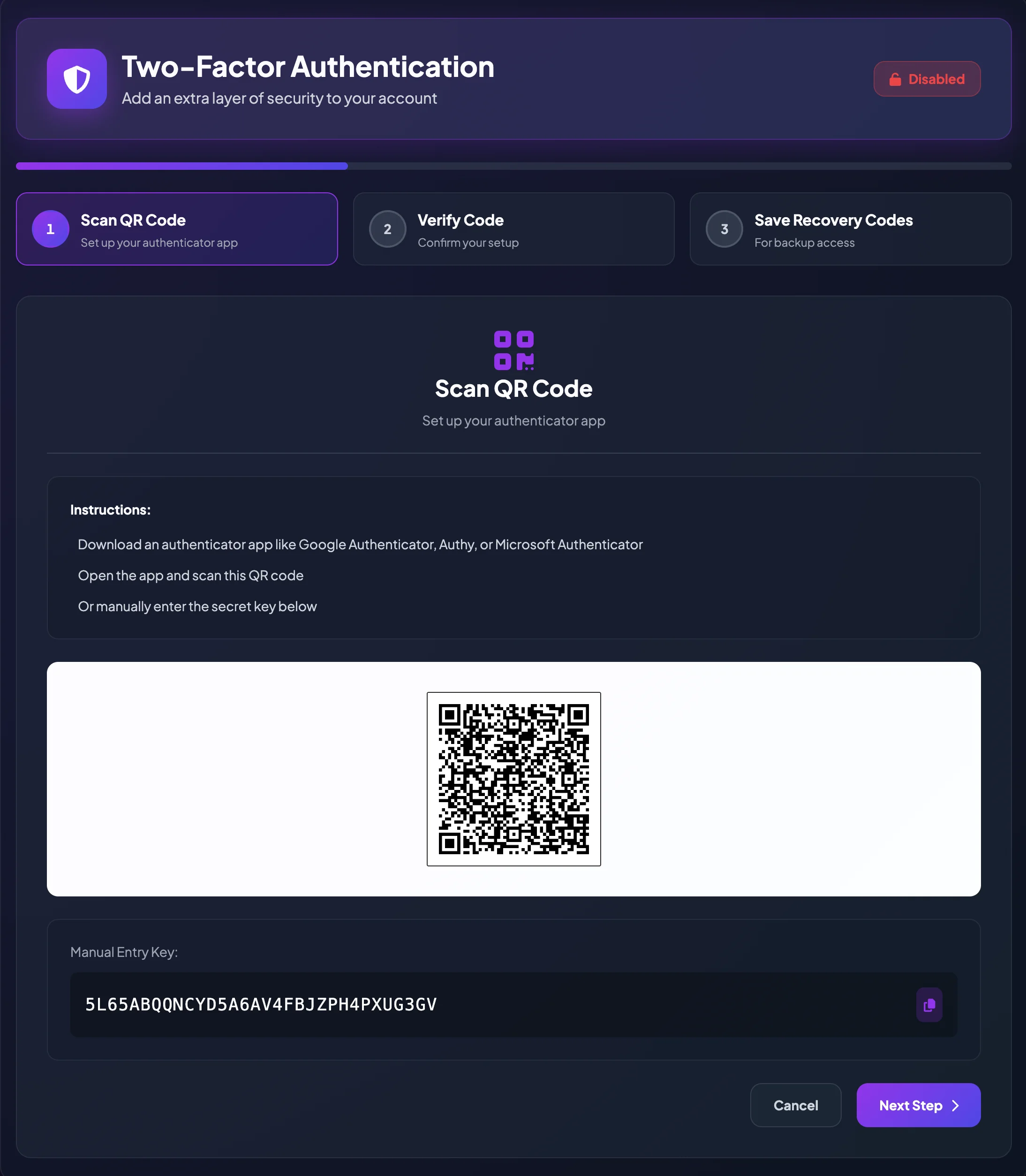 Scan the BrokerIG 2FA QR code