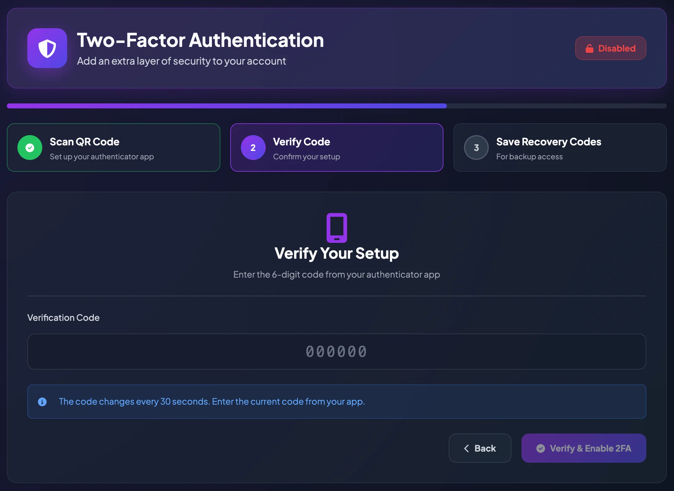 Enter the 6-digit Verification Code